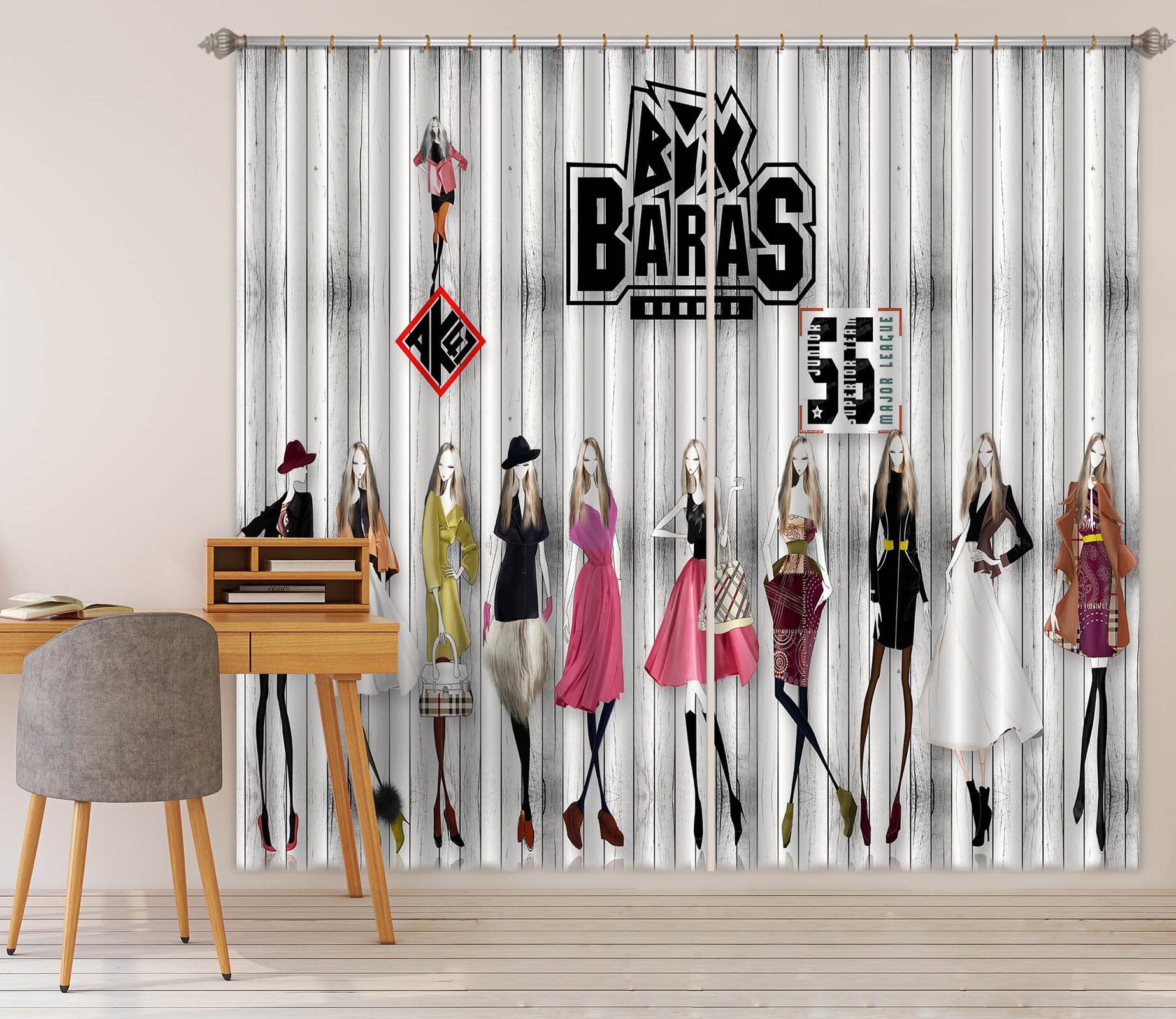 3D Fashion Girl 725 Curtains Drapes Wallpaper AJ Wallpaper 