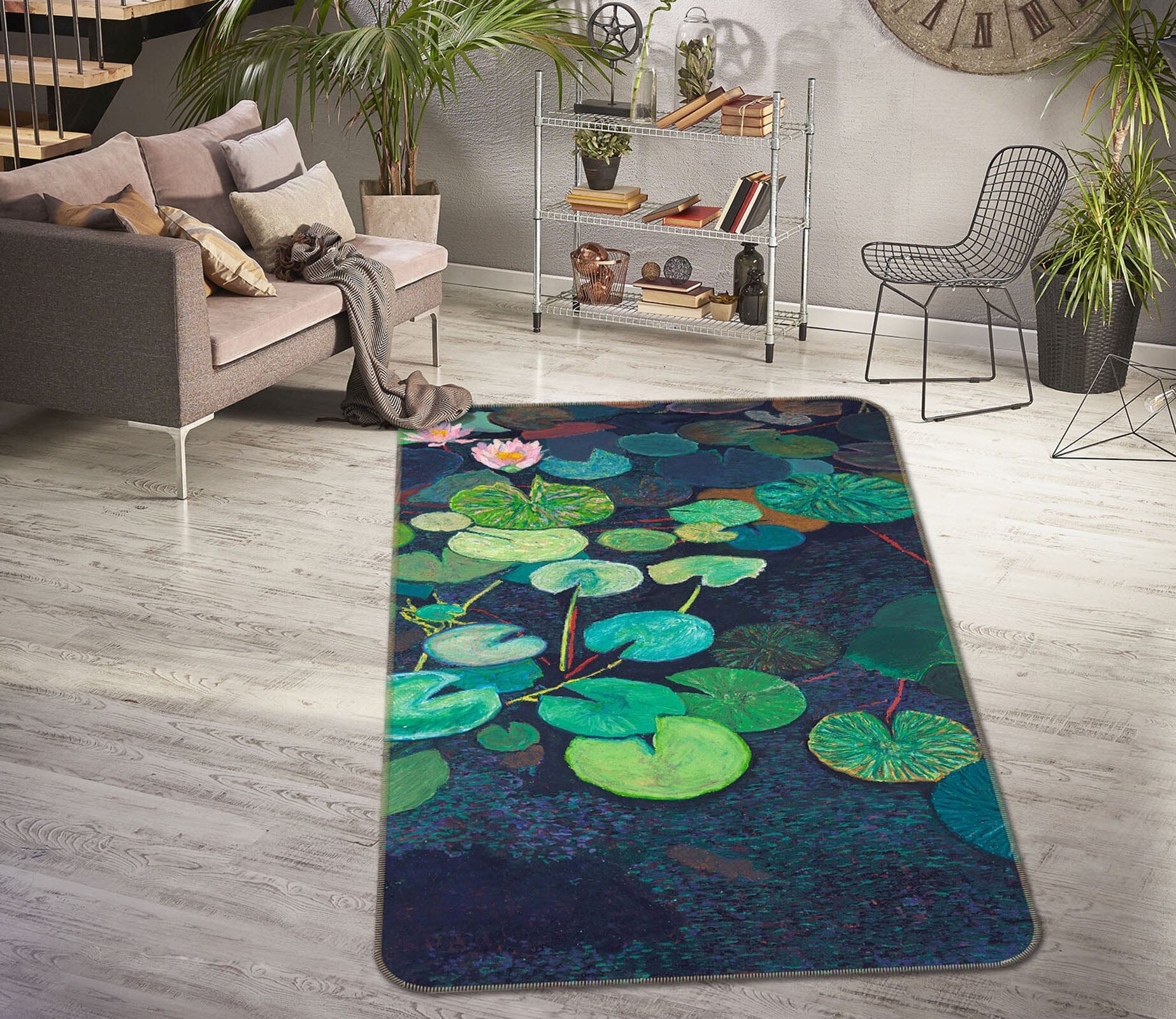 3D Lotus Pond Fish 3011 Allan P. Friedlander Rug Non Slip Rug Mat Mat AJ Creativity Home 