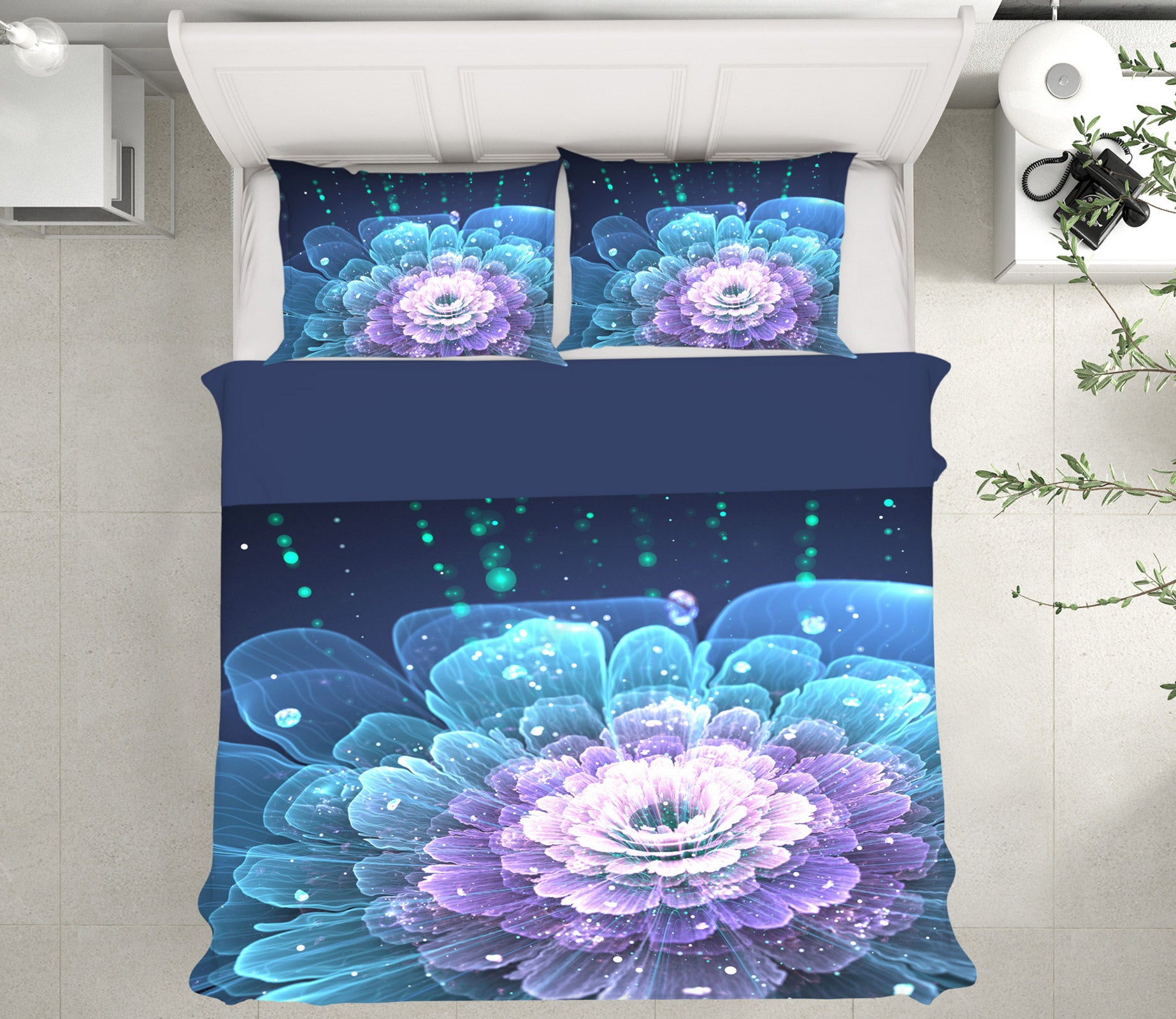 3D Purple Blue Flowers 12193 Bed Pillowcases Quilt