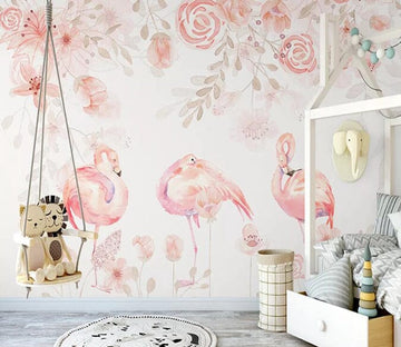 3D Pink Flamingo 2155 Wall Murals