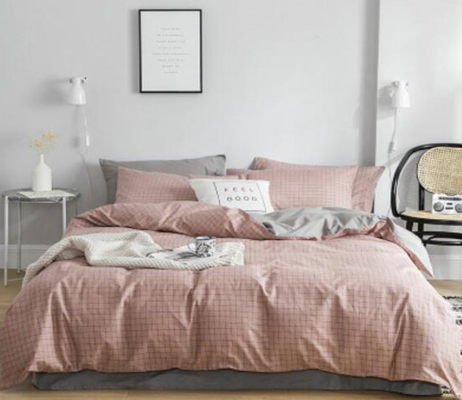 3D Pink Plaid 30220 Bed Pillowcases Quilt