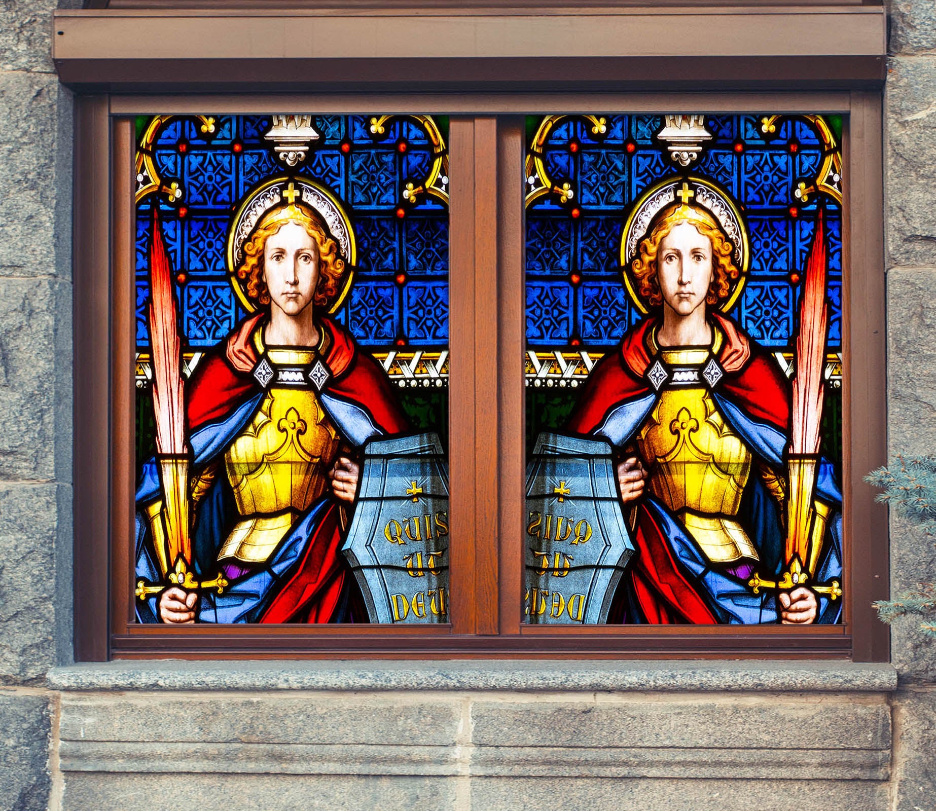 3D Female Warrior 152 Window Film Print Sticker Cling Stained Glass UV Block