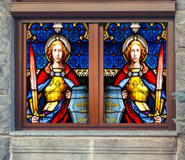 3D Female Warrior 152 Window Film Print Sticker Cling Stained Glass UV Block