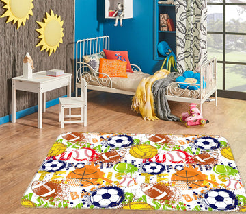 3D Football Pattern 77146 Non Slip Rug Mat