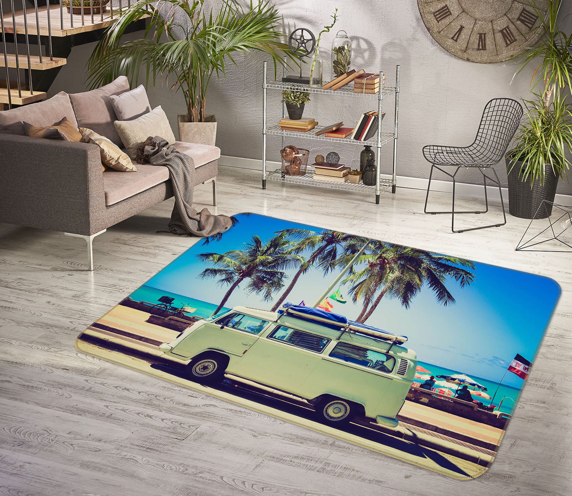 3D Coconut Tree Mint Green Car 42084 Vehicle Non Slip Rug Mat