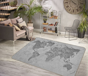 3D Grey World 273 World Map Non Slip Rug Mat Mat AJ Creativity Home 