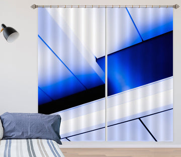 3D Blue Minimalism 057 Noirblanc777 Curtain Curtains Drapes Curtains AJ Creativity Home 