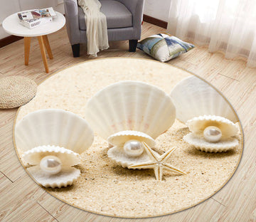 3D Shell Pearl 71184 Round Non Slip Rug Mat