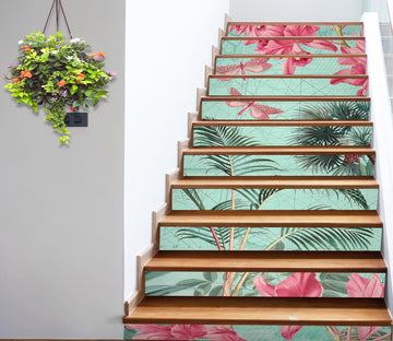 3D Pink Flowers Leaves 104120 Andrea Haase Stair Risers