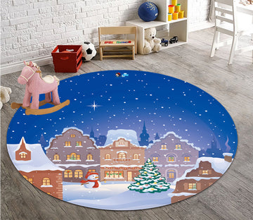3D Houses 65224 Christmas Round Non Slip Rug Mat Xmas