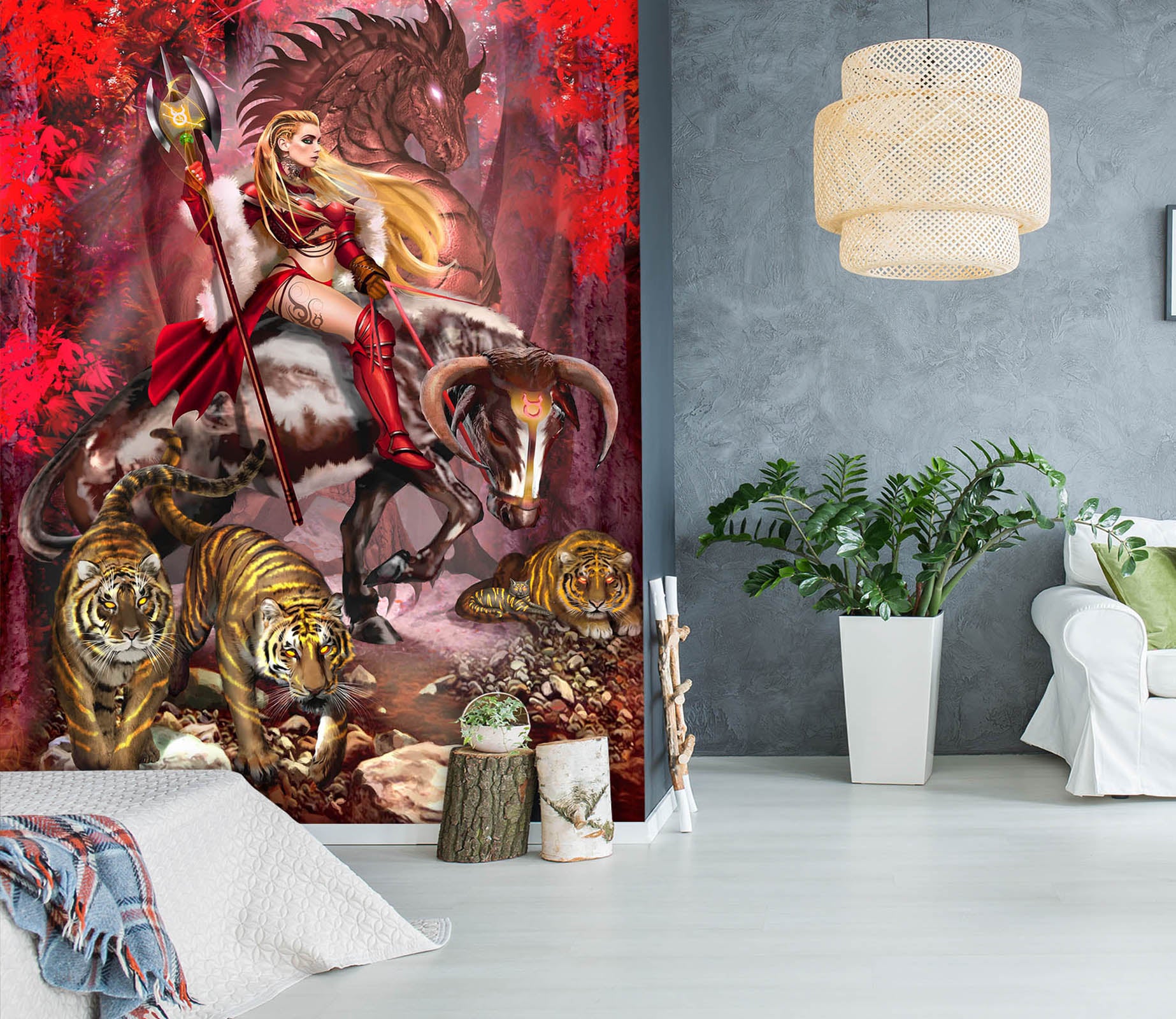 3D Woman Tiger 8153 Ruth Thompson Wall Mural Wall Murals