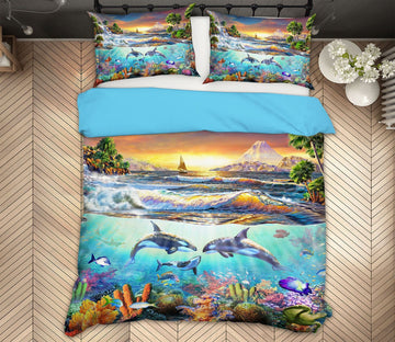 3D Dolphin Play 2104 Adrian Chesterman Bedding Bed Pillowcases Quilt Quiet Covers AJ Creativity Home 