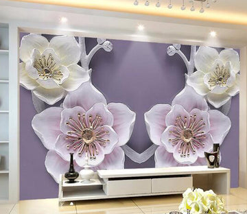 3D Purple Flowers WC1770 Wall Murals