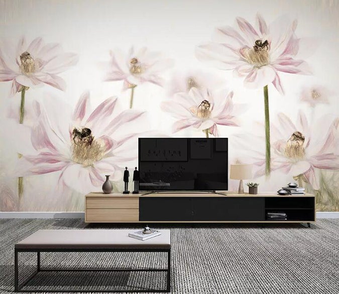 3D Pink Flowers 620 Wall Murals Wallpaper AJ Wallpaper 2 