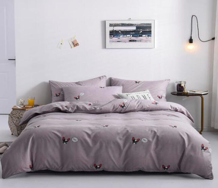 3D Gray Background Puppy 2001 Bed Pillowcases Quilt