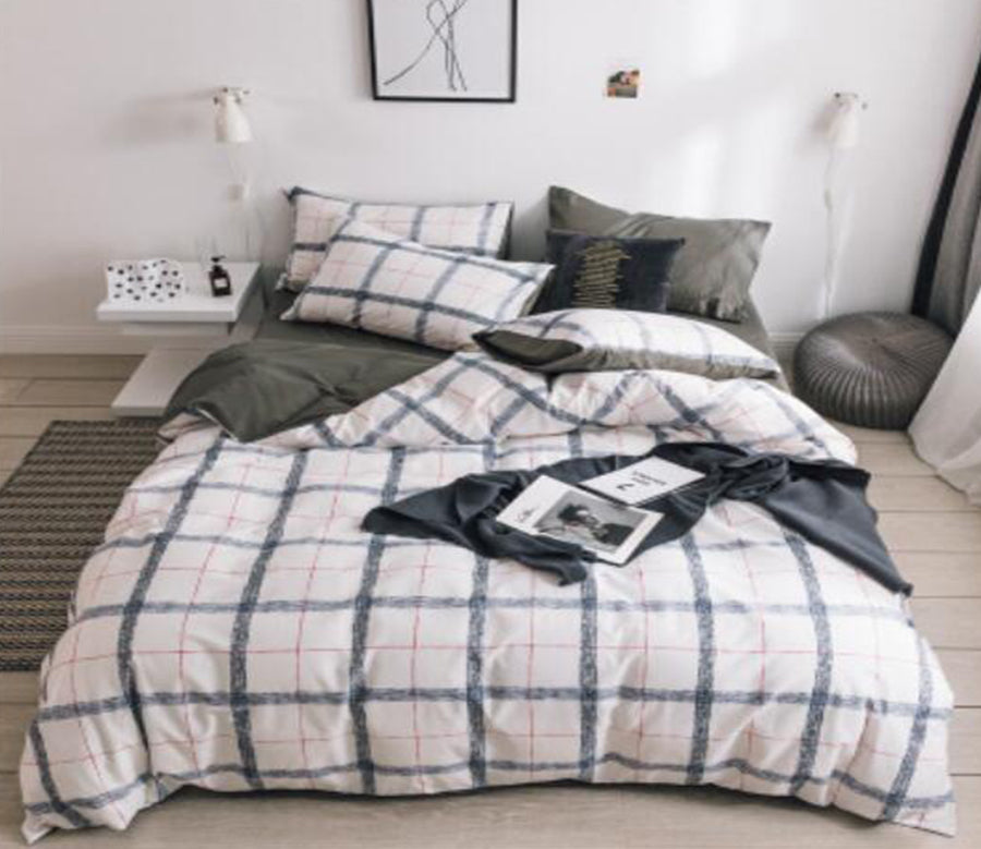 3D Checkered Pattern 17129 Bed Pillowcases Quilt