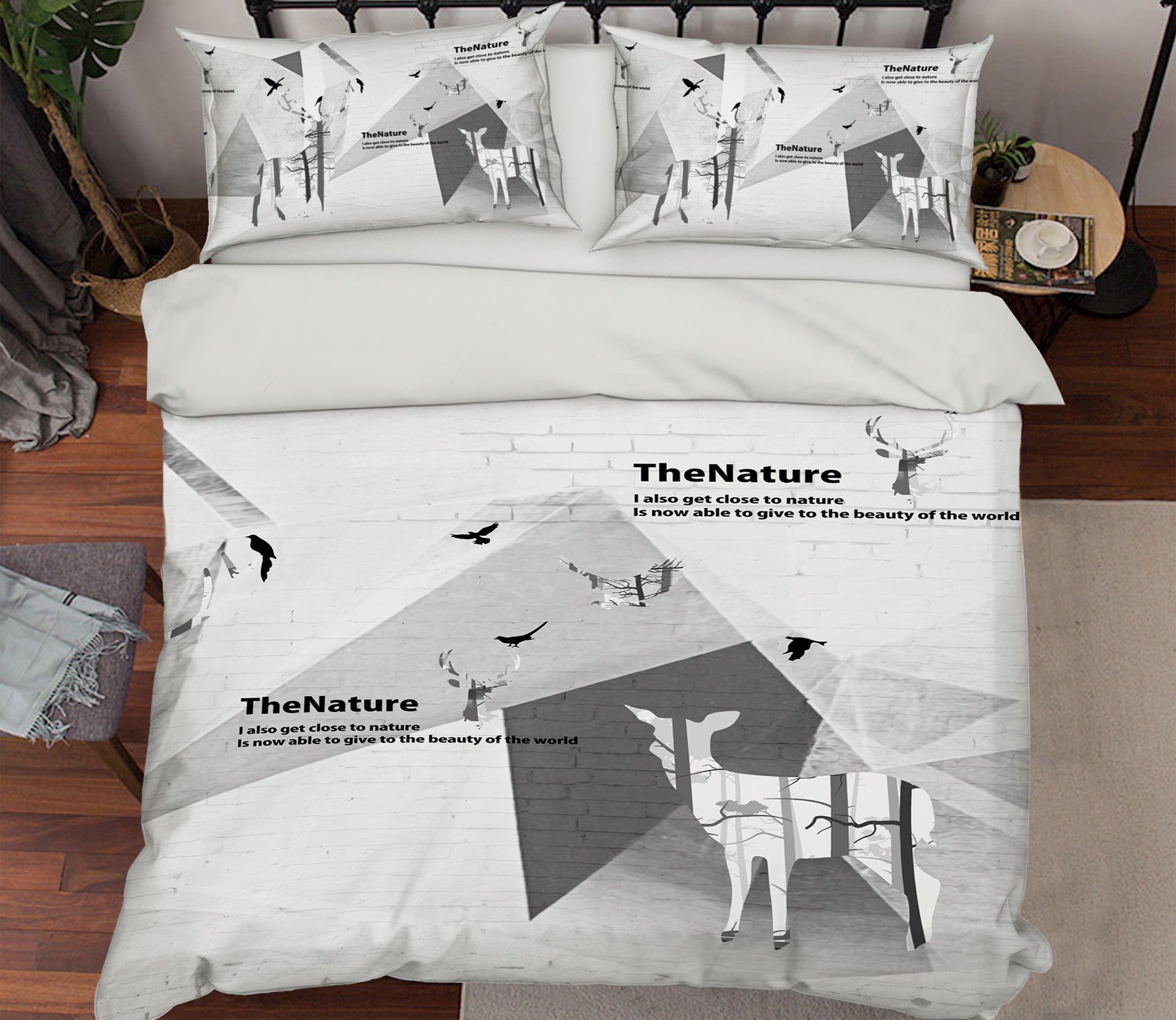 3D Gray Deer 12103 Bed Pillowcases Quilt