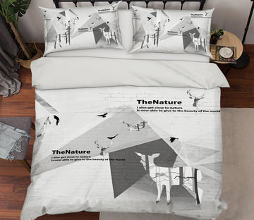 3D Gray Deer 12103 Bed Pillowcases Quilt