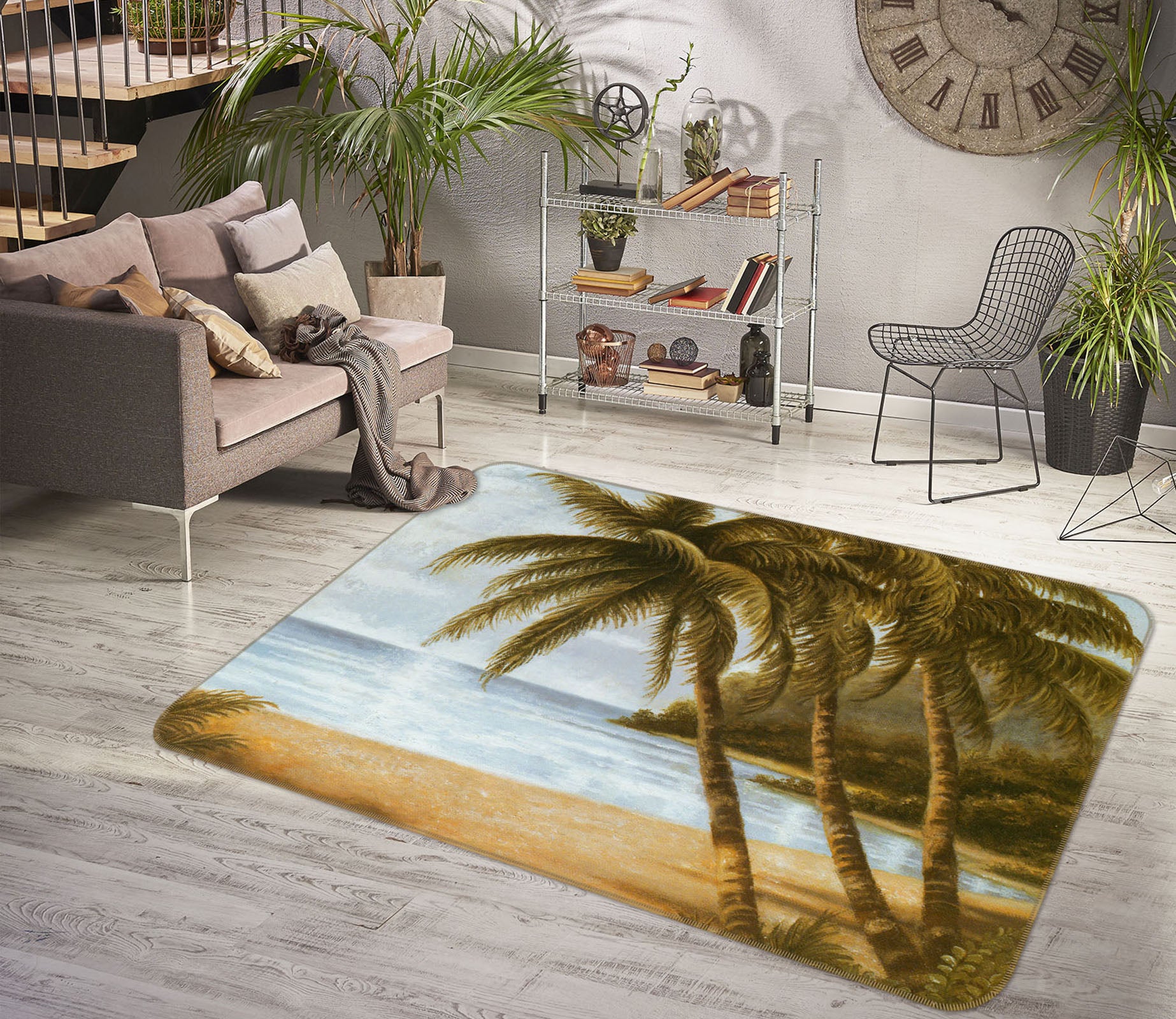 3D Coconut Tree 32026 Non Slip Rug Mat