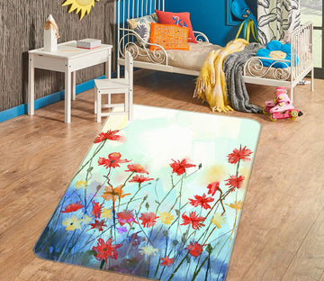 3D Red Flowers 33050 Non Slip Rug Mat