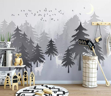 3D Foggy Forest 2158 Wall Murals Wallpaper AJ Wallpaper 2 