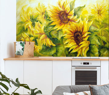 3D Oil Painting Sunflower 151 Wall Murals Wallpaper AJ Wallpaper 2 