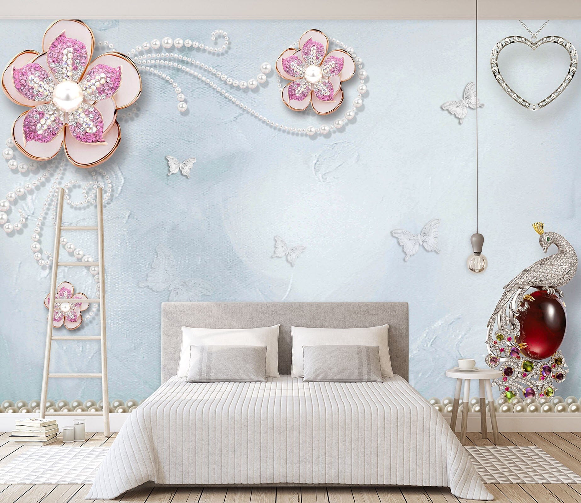 3D Pink Flowers 1450 Wall Murals Wallpaper AJ Wallpaper 2 