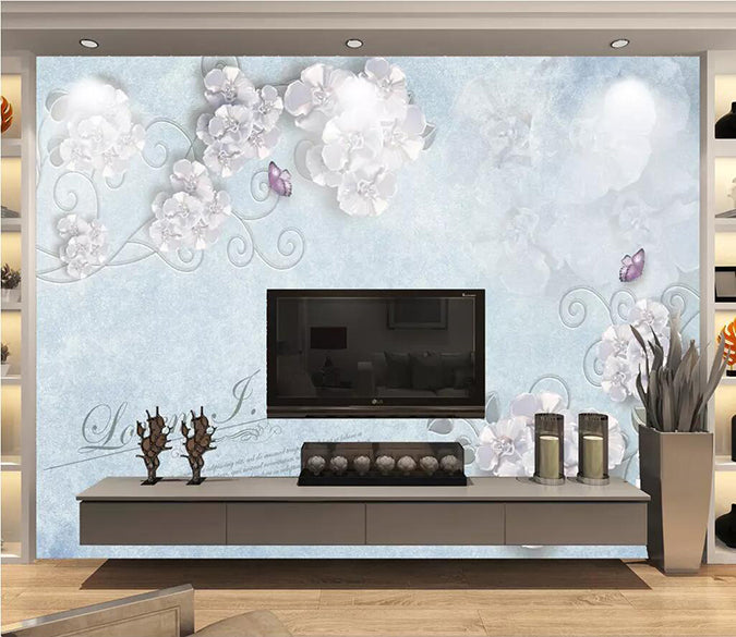 3D Flower Butterfly 1712 Wall Murals Wallpaper AJ Wallpaper 2 