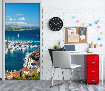 3D White Boat 191 Door Mural