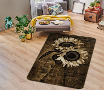 3D Black White Sunflower 76130 Non Slip Rug Mat