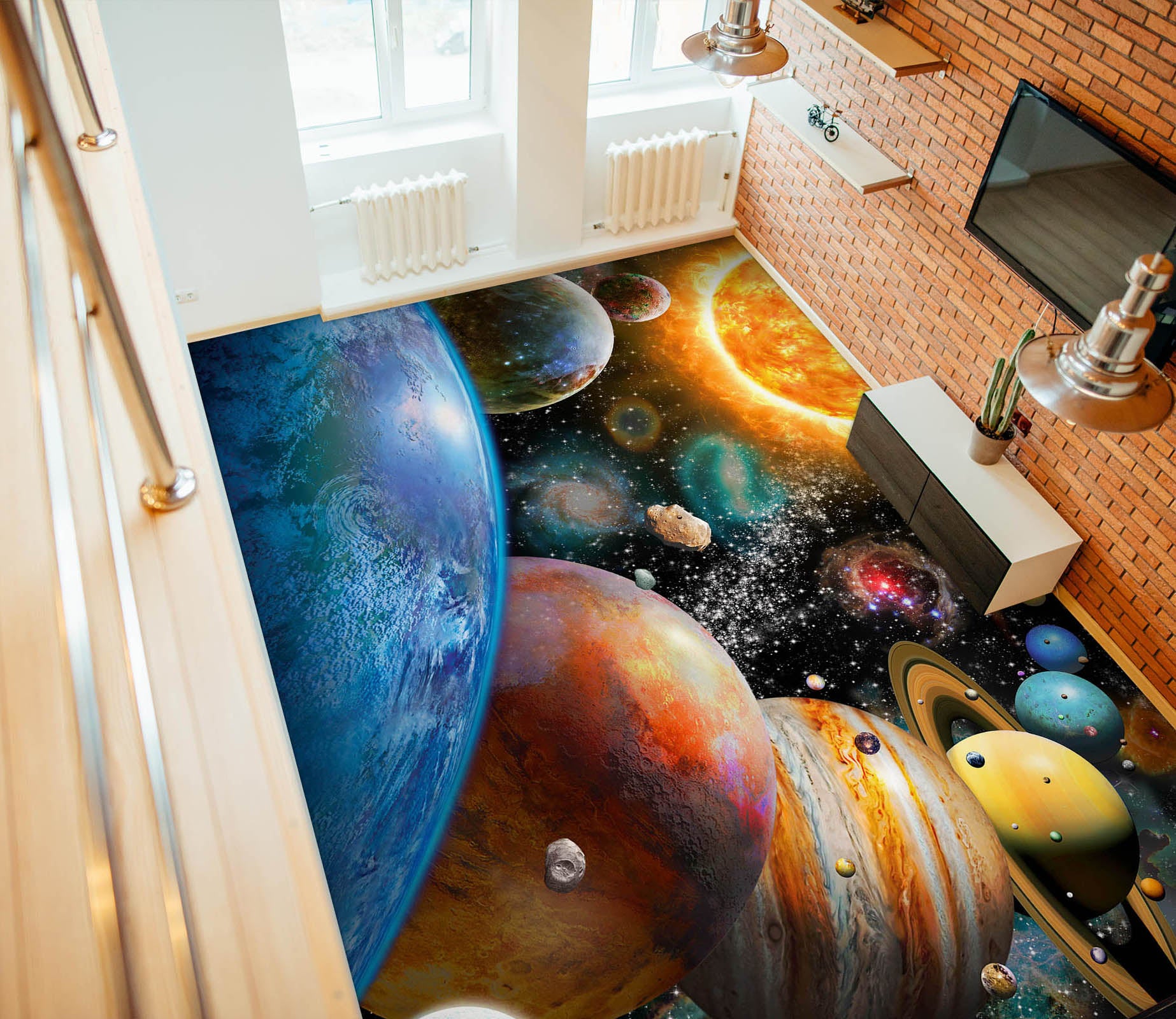 3D Cosmic Planet Adrian Chesterman Floor Mural
