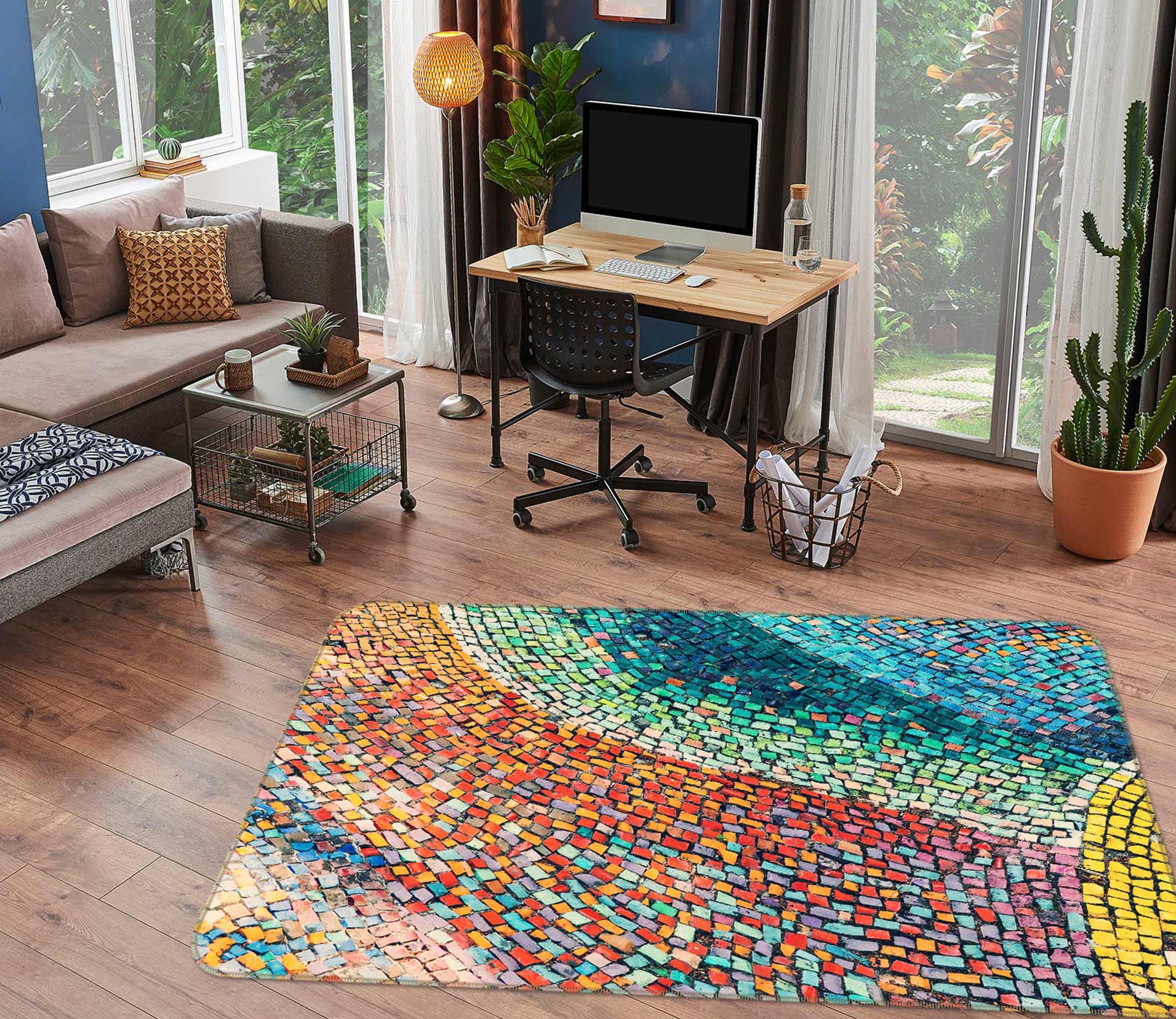 3D Rainbow Pattern 33023 Non Slip Rug Mat