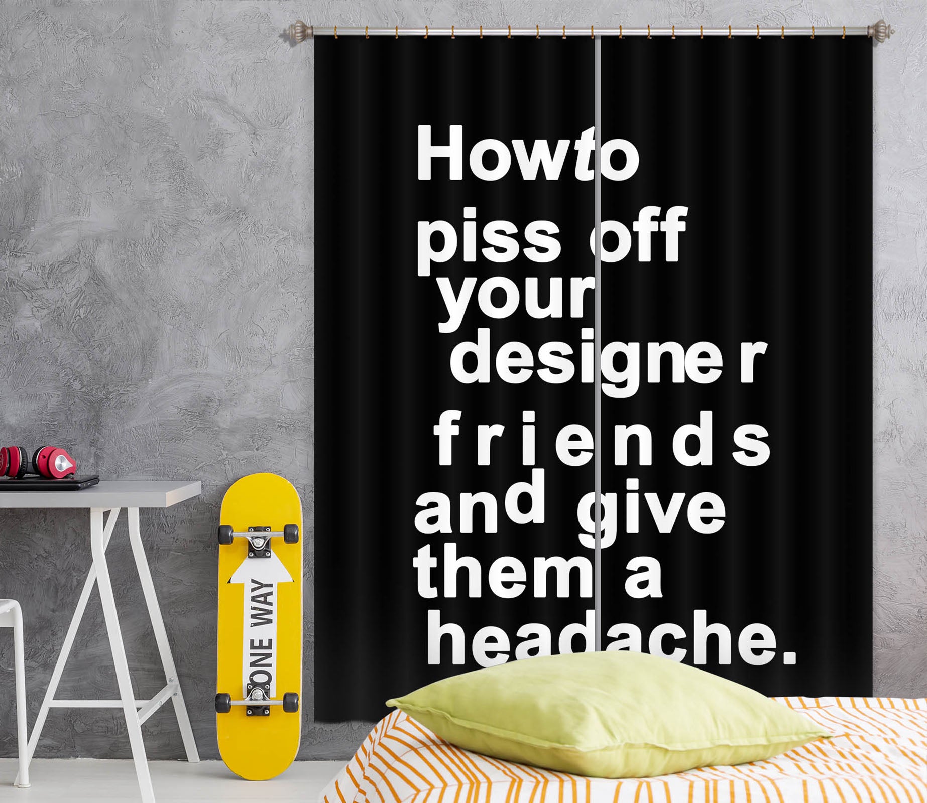 3D The Headache 1121 Boris Draschoff Curtain Curtains Drapes