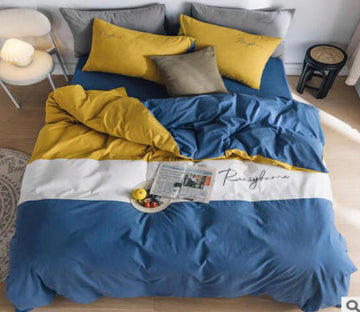 3D Yellow White Blue 30077 Bed Pillowcases Quilt