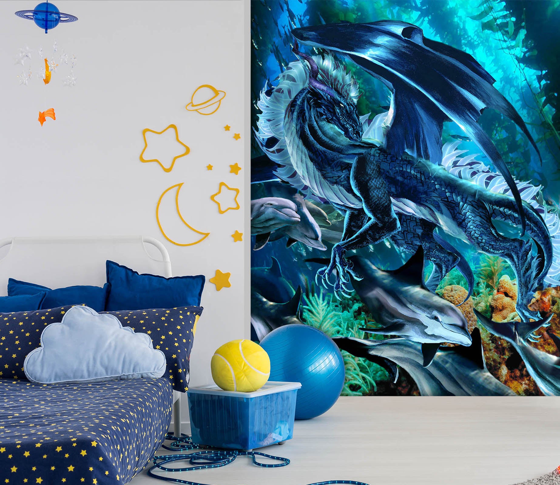 3D Blue Dragon 8126 Ruth Thompson Wall Mural Wall Murals