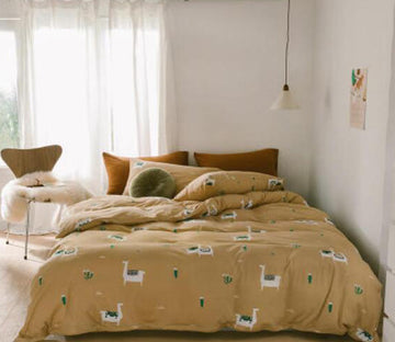 3D Brown Alpaca 17139 Bed Pillowcases Quilt