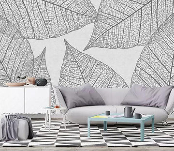 3D Gray Leaves 1112 Wall Murals Wallpaper AJ Wallpaper 2 