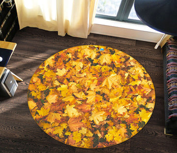 3D Fallen Leaves 64097 Round Non Slip Rug Mat