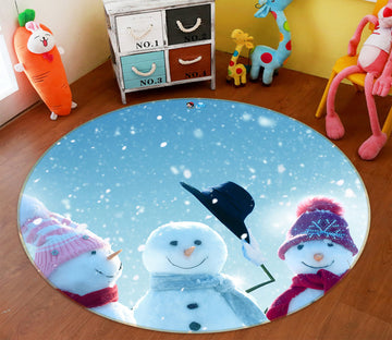 3D Snowman 54051 Christmas Round Non Slip Rug Mat Xmas