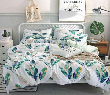 3D Green Leaves 7018 Bed Pillowcases Quilt
