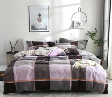 3D Gray Pink Square 40011 Bed Pillowcases Quilt