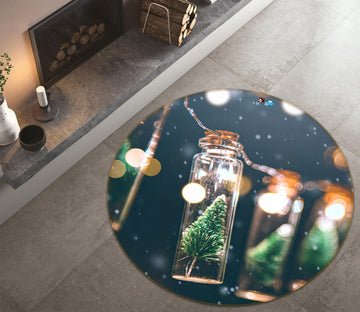 3D Twig Glass Bottle 81039 Round Non Slip Rug Mat