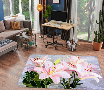 3D Pink Flowers 33022 Non Slip Rug Mat
