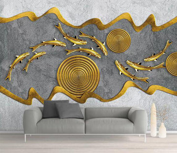 3D Gold Koi WC1213 Wall Murals