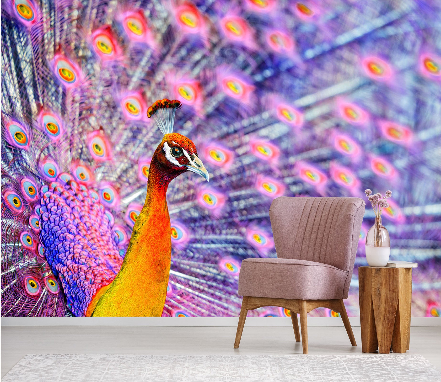 3D Purple Peacock 321 Wall Murals