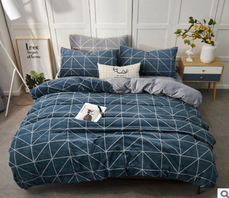 3D Lake Blue Lines 20167 Bed Pillowcases Quilt