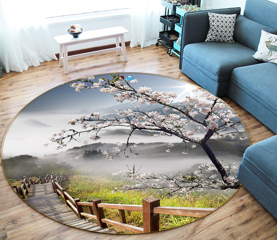 3D Tree Corridor 66213 Round Non Slip Rug Mat