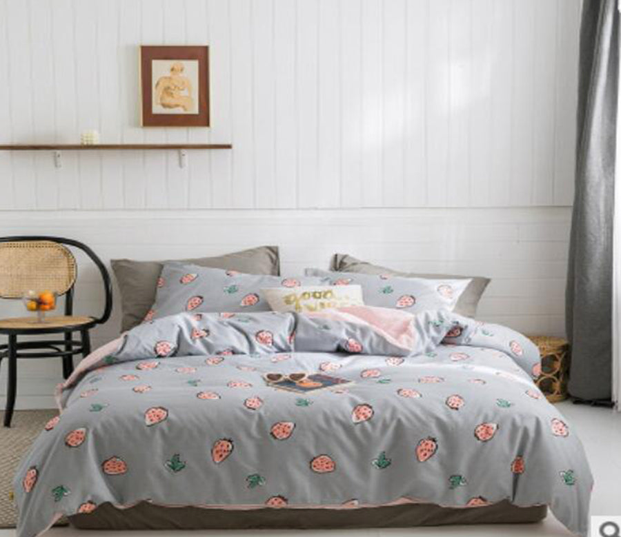 3D Grey Strawberry 40109 Bed Pillowcases Quilt