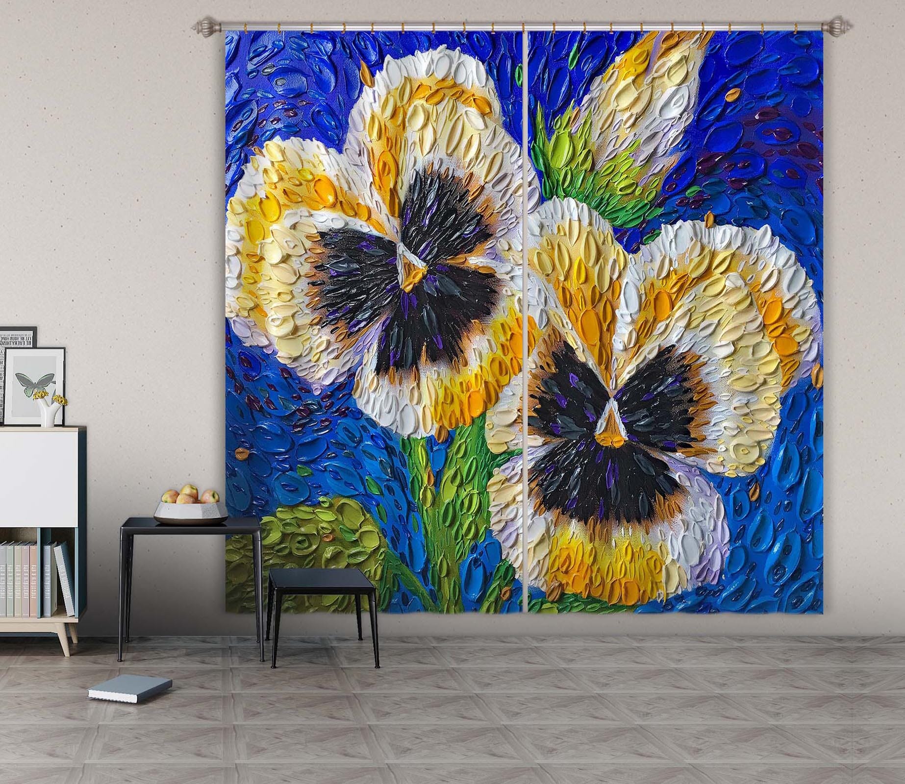 3D Pansy 067 Dena Tollefson Curtain Curtains Drapes Curtains AJ Creativity Home 