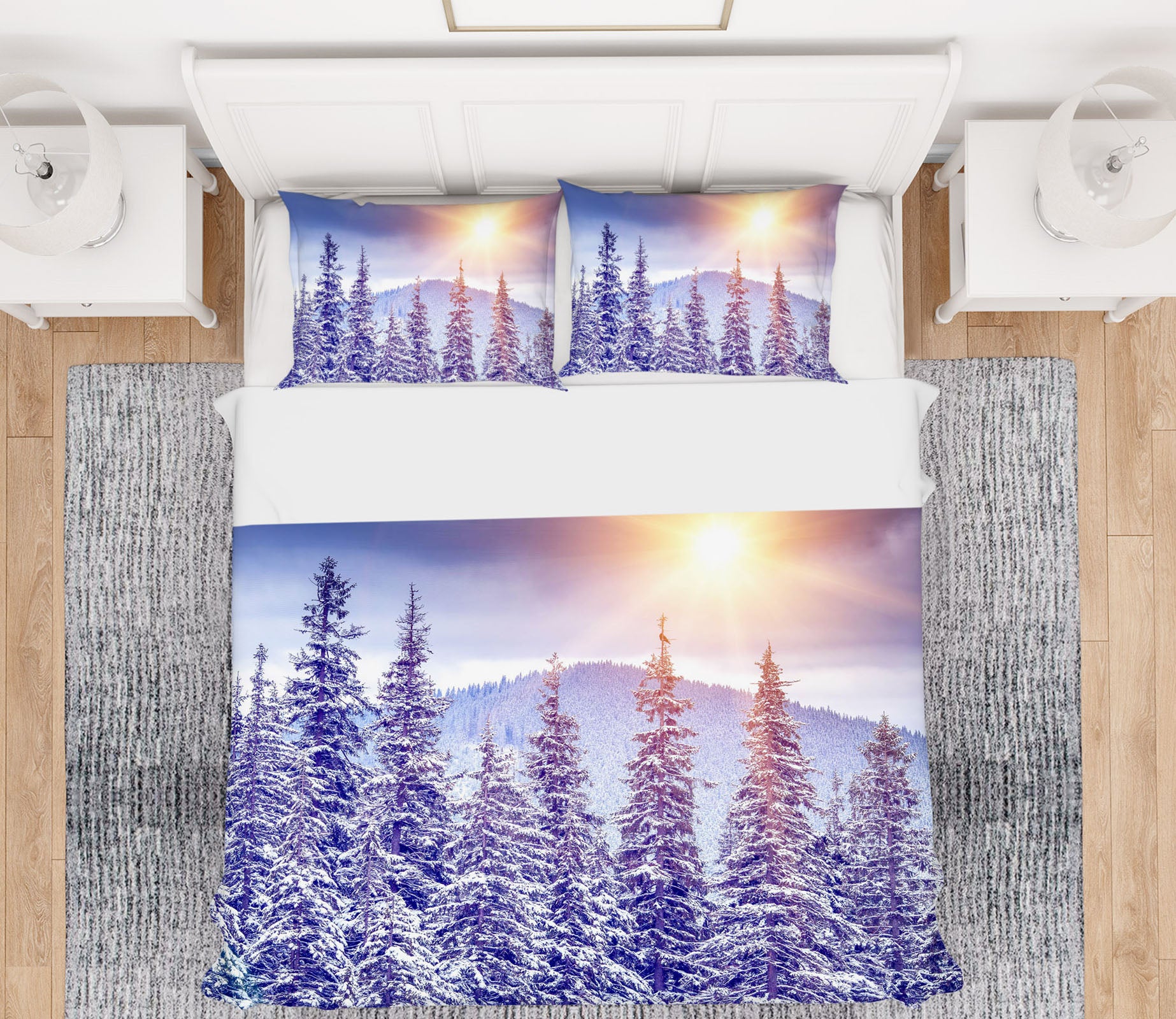 3D Snow Forest 61139 Bed Pillowcases Quilt